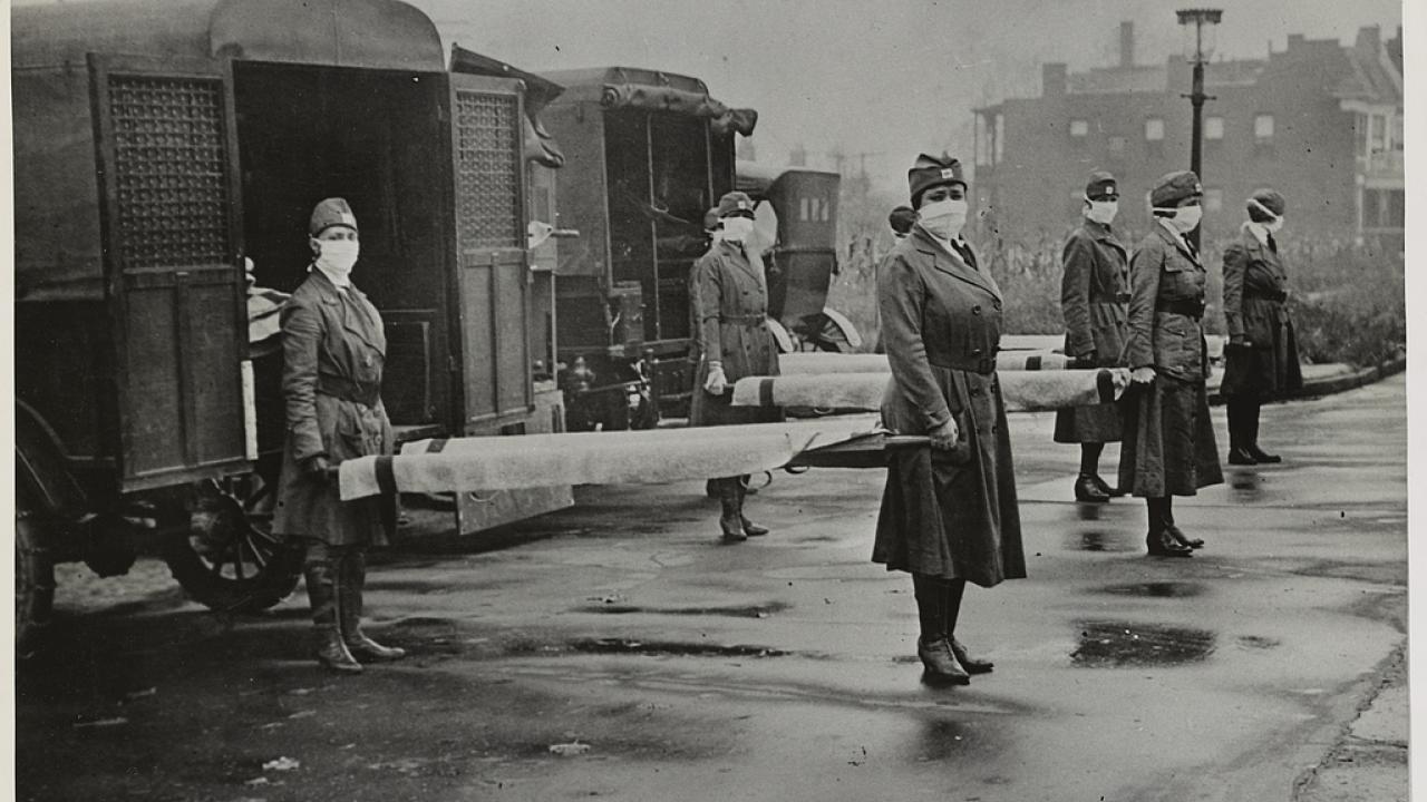 St. Louis Red Cross Motor Corp. on Duty October 2018 Influenza Epidemic.  Source:  Library of Congress