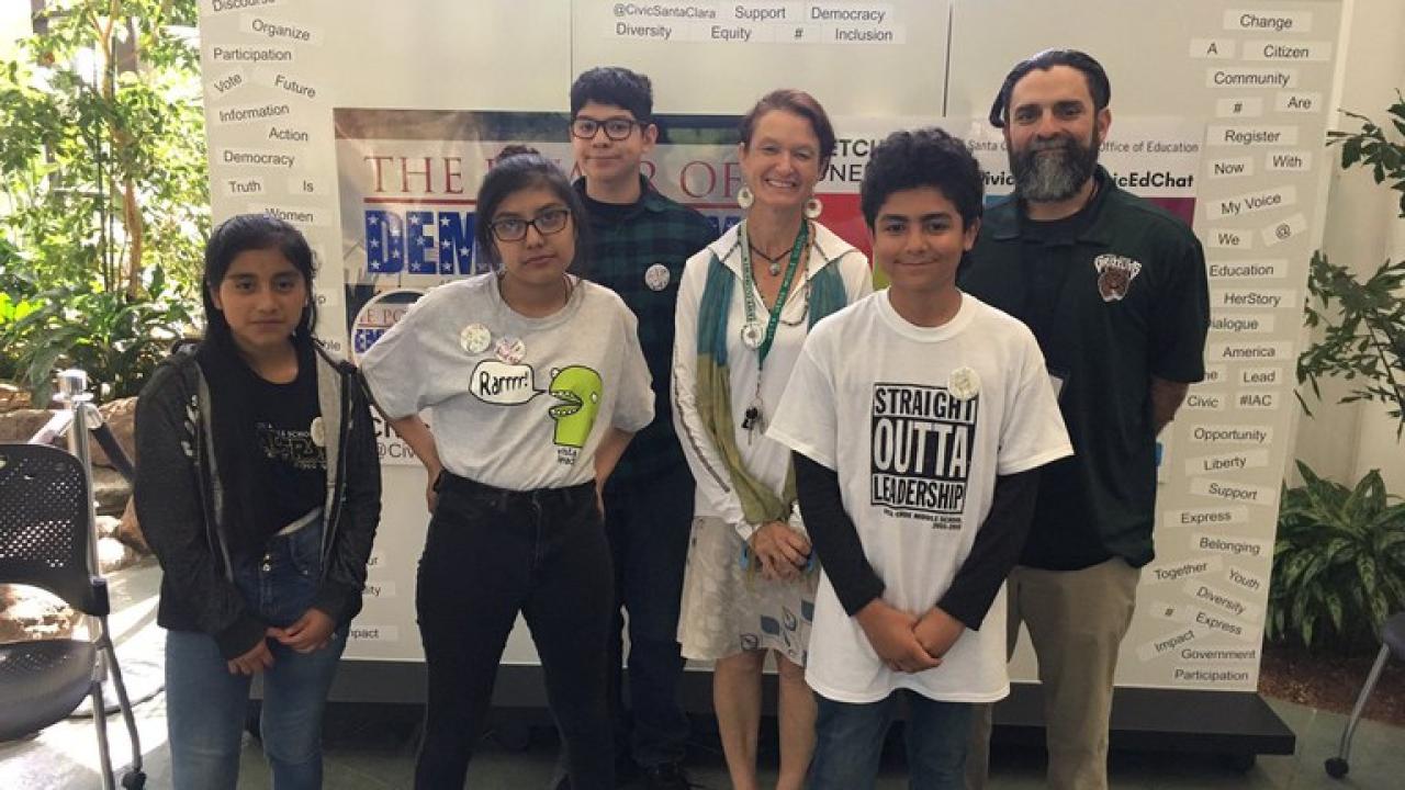 Matt Garcia and his 8th grade students at Civics Expo kids and teacher