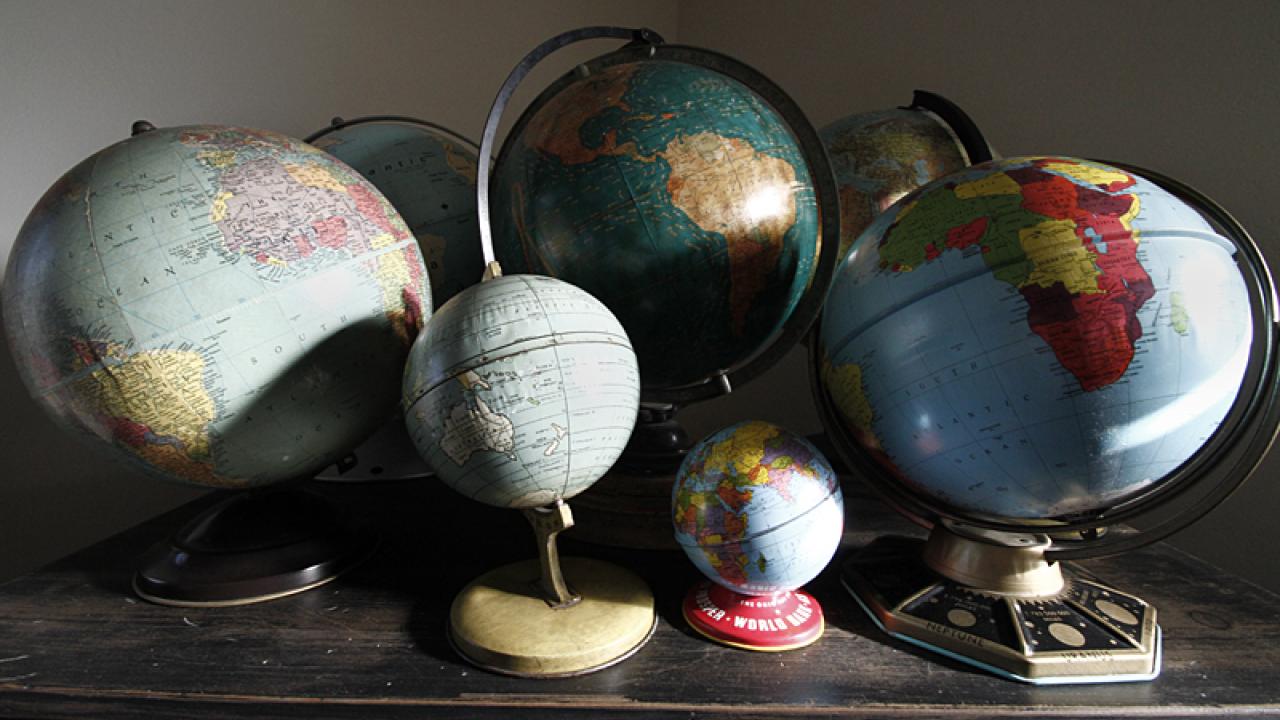 globes on a table