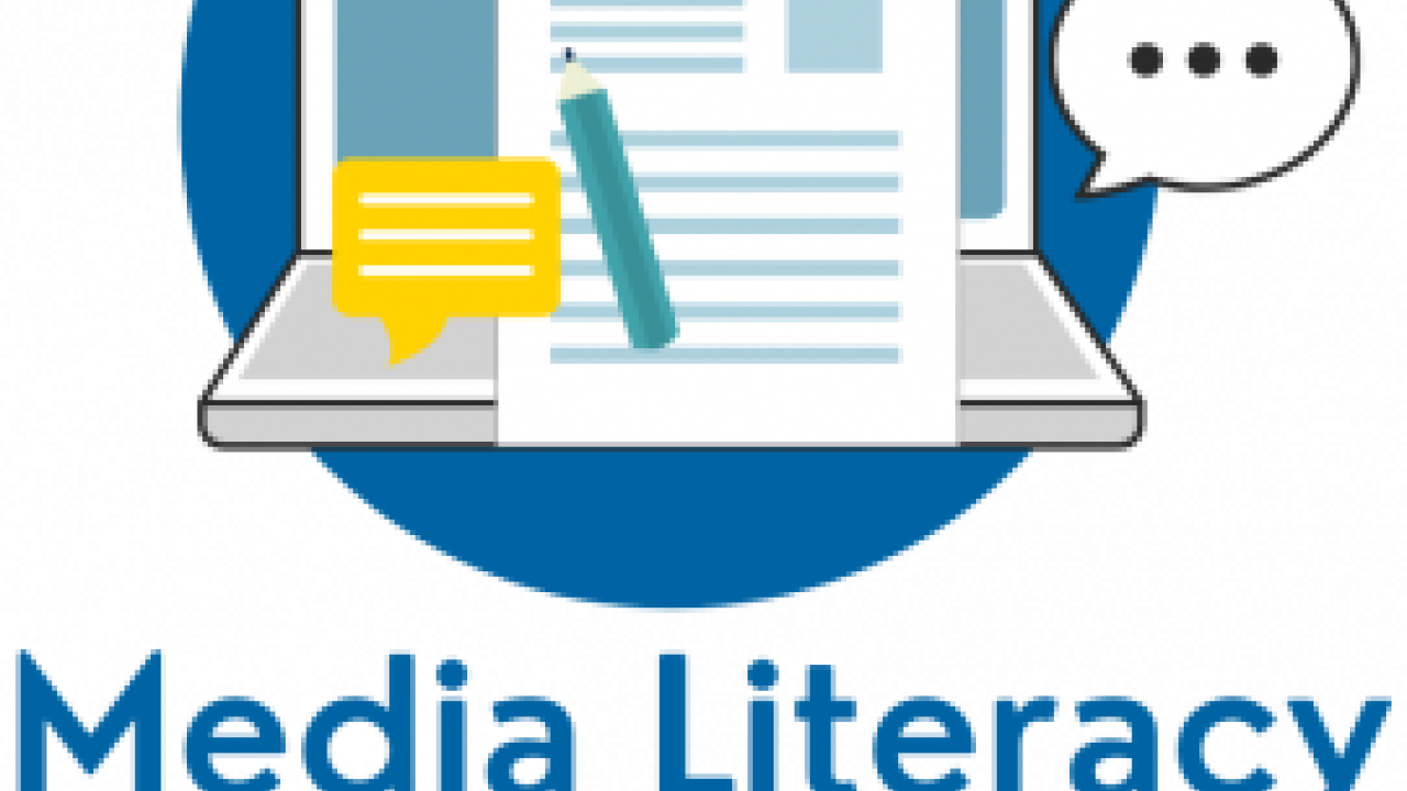 Blue circle with a laptop inside with the words Media Literacy Collaborative at the bottom