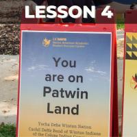 Color image of a sign that reads "You are on Patwin Land"