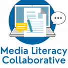 Blue circle with a laptop inside with the words Media Literacy Collaborative at the bottom