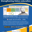 Promotional graphic for a history education event featuring a portrait and event details.
